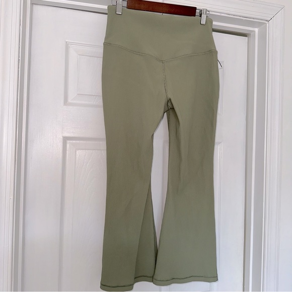 Athleta Elation Rib Crop Flare Pants Olive Green L - Picture 7 of 9